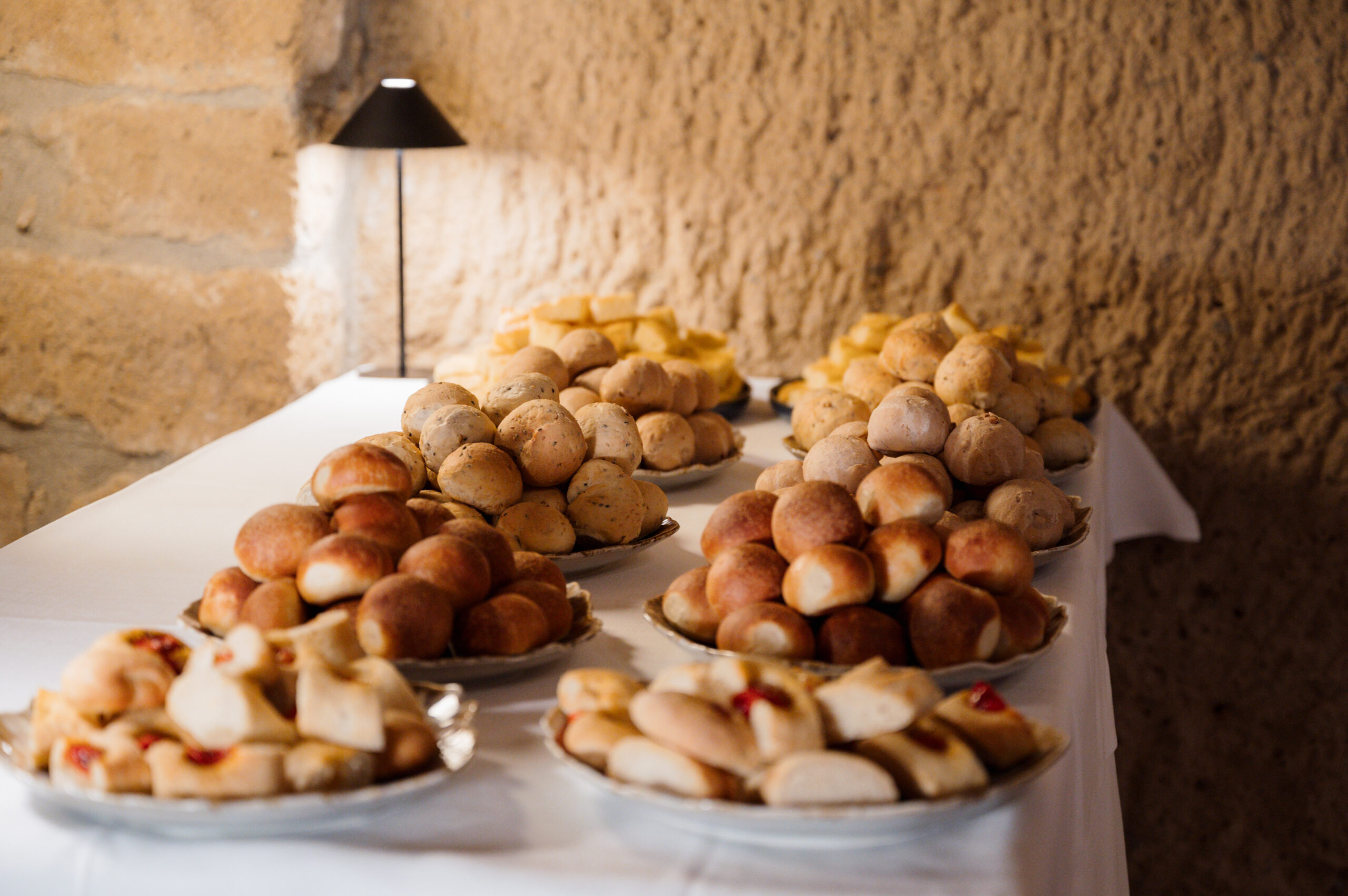 Selection of breads and savoury pastries