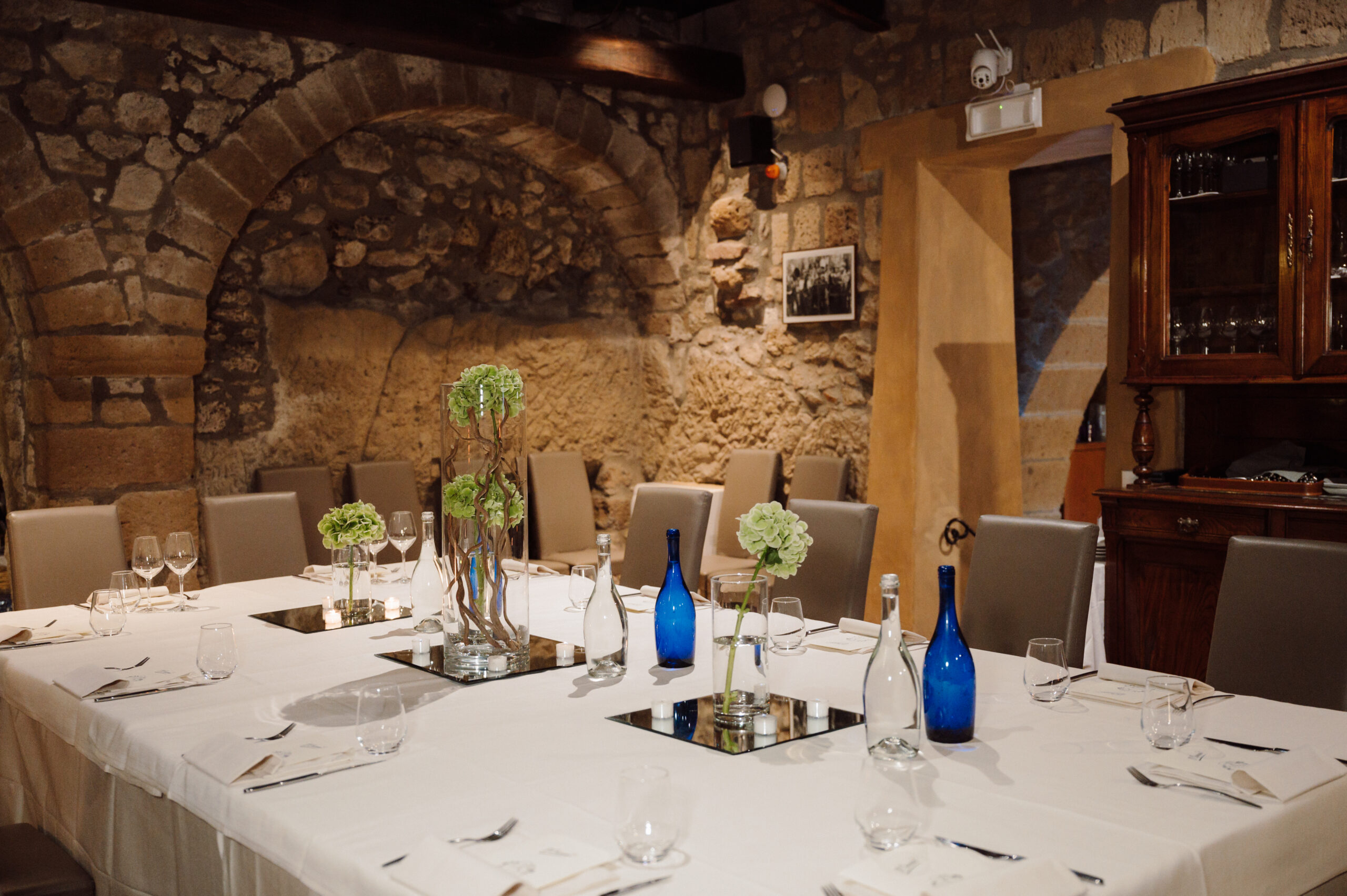 Dinner in the tuff-stone dining rooms